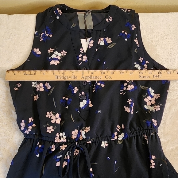 41 Hawthorn Sleeveless Split V-Neck Dark Navy Floral Dress Size Small - Picture 5 of 12